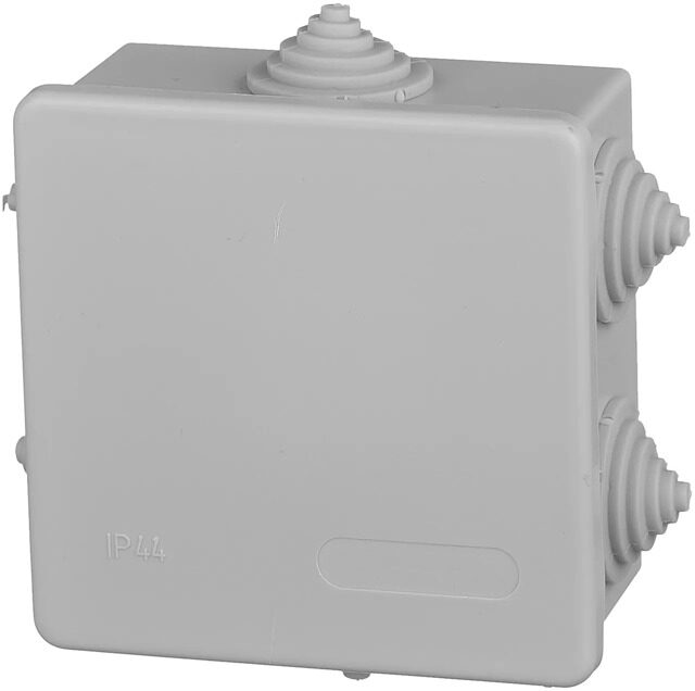 Коробка КМ41233 распаячная для о/п 100х100х50 мм IP44 (RAL7035, 6 гермовводов)